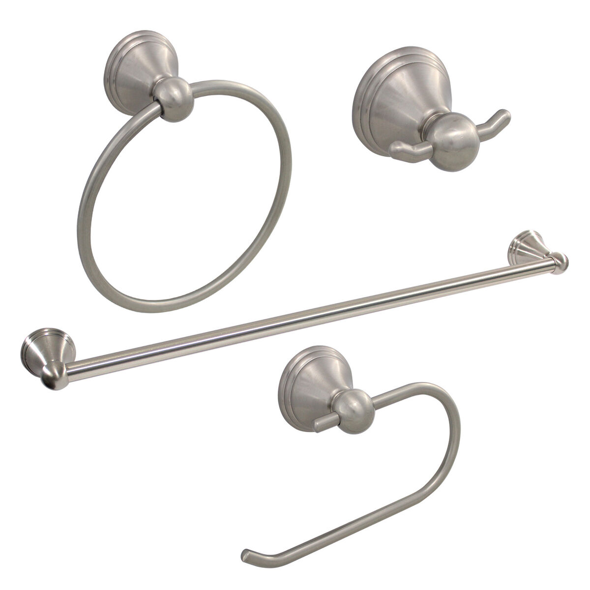 Everly 4-Piece Bath Hardware Set in SpotShield Brushed Nickel Everly 4-Piece Bath Hardware Set in SpotShield Brushed Nickel