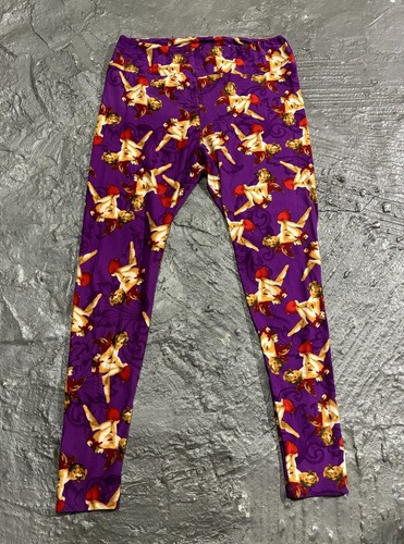 LULAROE Purple Cupid Heart Print Leggings - Picture 2 of 3