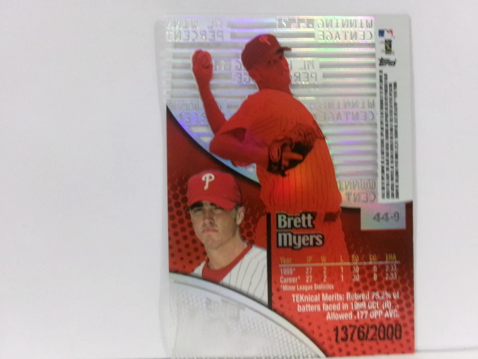 2000 Topps Tek Pattern 9 #44 Brett Myers RC - Image 2 of 2
