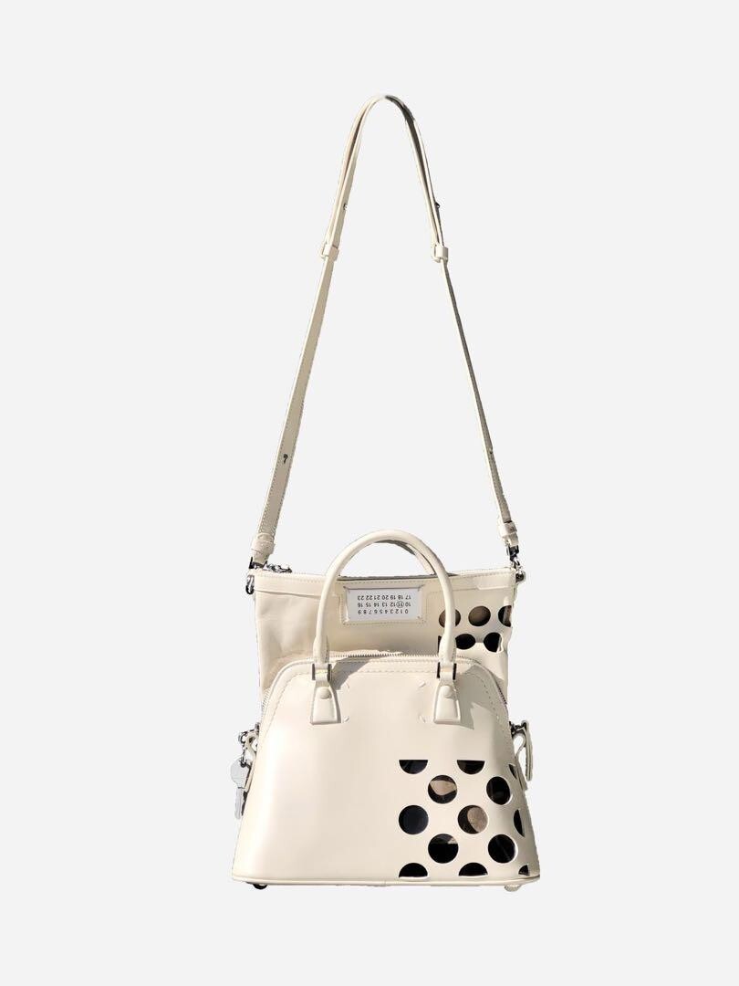 即発★MAISON MARGIELA★MINI 5AC HOLE PUNCH BAG Maison Margiela MINI 5AC Hole Punch Leather Bag White