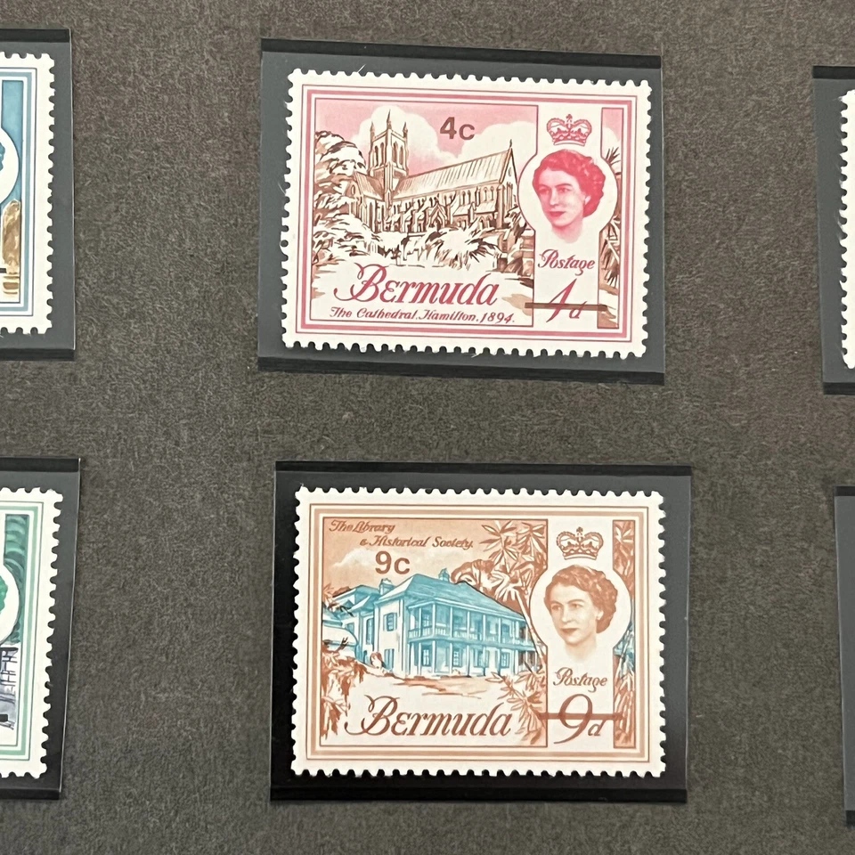 GORGEOUS BERMUDA OVERPRINT MNH OG STAMPS SHORT SET LOT QUEEN ELIZABETH II - Image 4 of 4