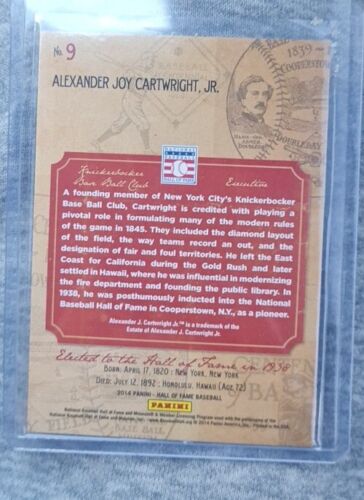 2014 Panini Hall of Fame Red Shield Red /50 Alexander Cartwright #9 HOF Shield - Picture 2 of 2