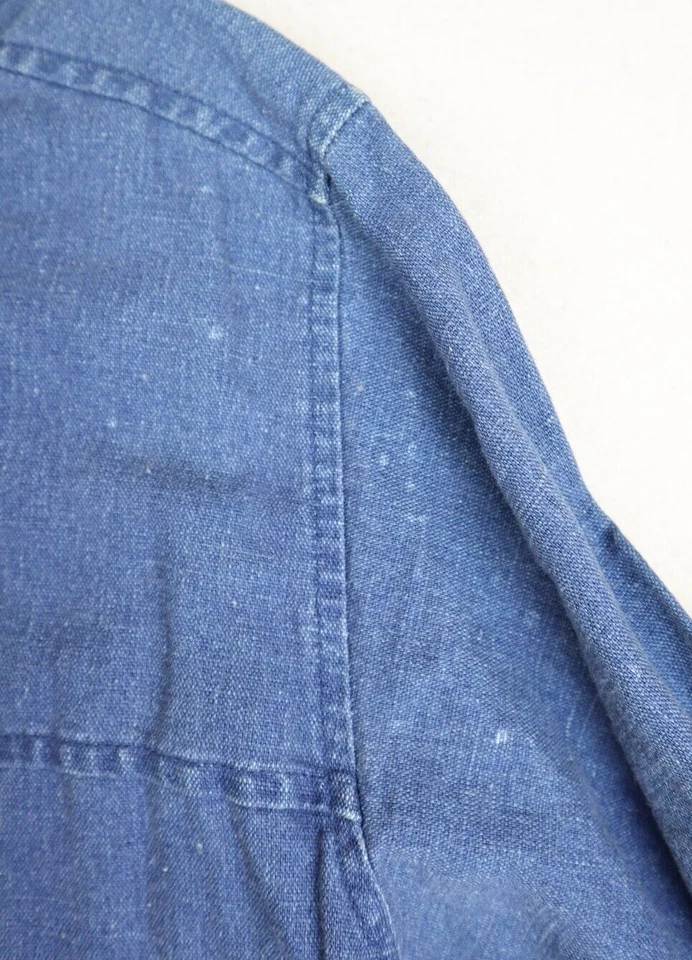 CHEROKEE 女式上衣 S 码蓝色亚麻混纺长袖纽扣衬衫 — 第 4/4 张图片