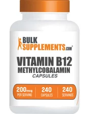 BulkSupplements Vitamin B12 Methylcobalamin Capsules - 200mcg, 1000mcg