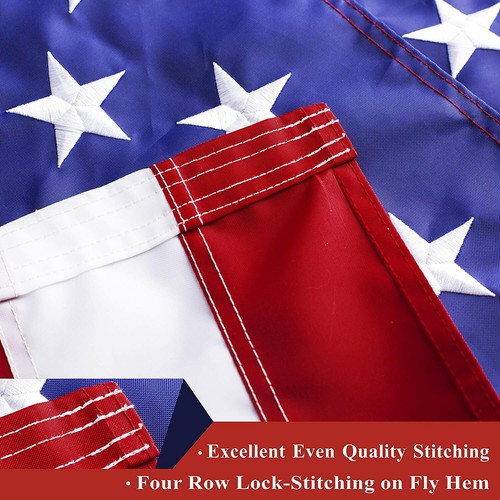 American US USA Flag 3x5FT Embroidered Polyester Brass Grommets By G128 - Picture 3 of 9