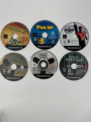Sony Playstation 2 Games PS 2 Set of 6 Shrek 2 Shark Tale Guitar Hero II Nascar
