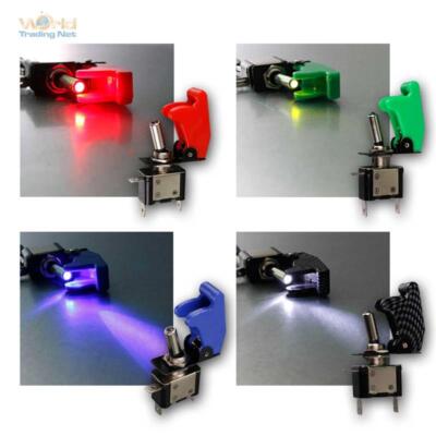 Kill-Switch Schalter mit LED Beleuchtung, 12V / 20A, Kfz Kippschalter mit Klappe