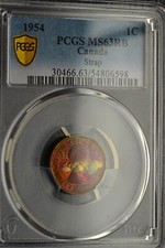 1954 SF One Cent 1¢ PCGS MS-63RB - Amazing Rainbow Tones