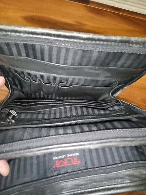 TUMI Men's Black Leather Travel Organizer Messenger Shoulder