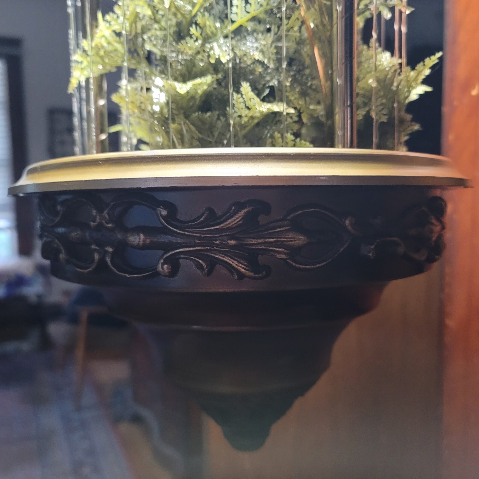 Antique Oil Lamp, Water Wheel, Vintage 70s Hanging Mineral Oil Rain