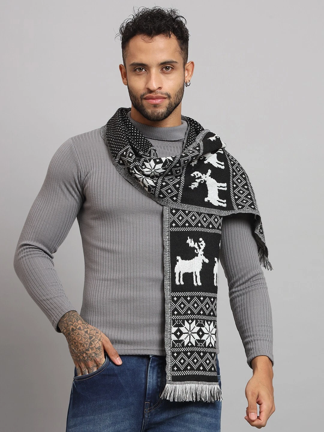 Men's Black Scarf Winter Warm Scarves Super Soft Neck Wraps Muffler Deer Knitted
Opens in a new wind