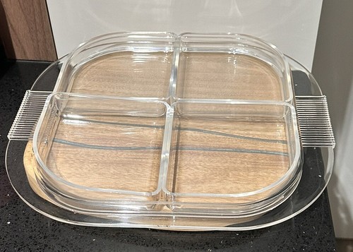 Vintage 1970s Italian Guzzini Amanda Lucite Hors D'oeuvre Divided Serving Tray - Picture 3 of 7