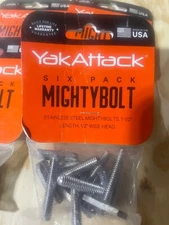 Yak Attack Six Pack Mighty Bolt Stainless Steel 1-1/2” Length 1/2” Wide Head