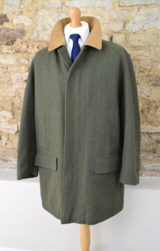 GRENFELL Green Derby Tweed + Wool Lined Coat Size 42R/44R XL 52R/54R Raglan - Picture 2 of 13