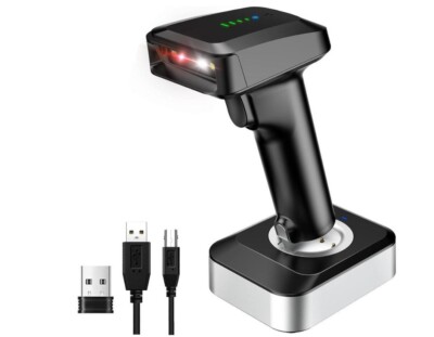 Alacrity 2D QR Wireless Barcode Scanner with Charging Base and Battery Level Ind