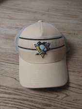 CCM NHL Pittsburgh Penguins Hat Adjustible Adult One Size Trucker Pale Yellow