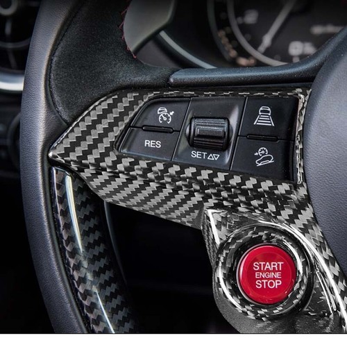 DRY Carbon Fiber Steering Wheel Cover Trim for Alfa Romeo Giulia 2017-2019 - Picture 2 of 4