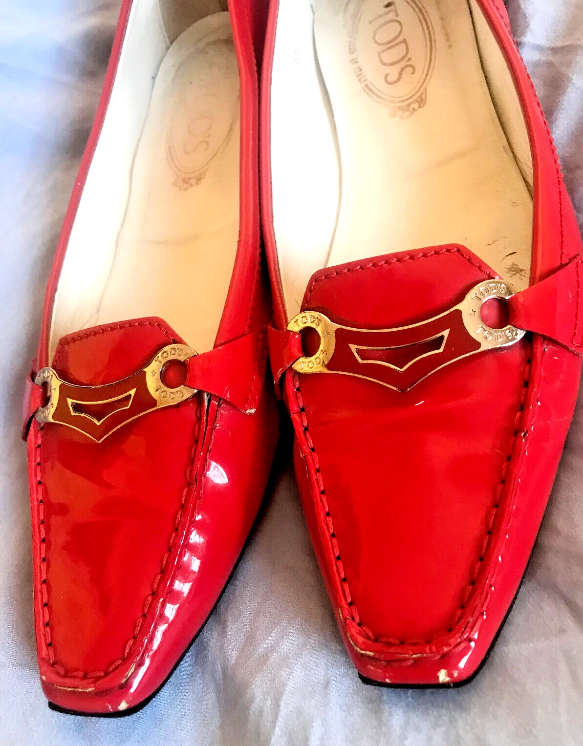 TOD’S $610 TOD'S Marca di lusso Mocassini rossi in pelle verniciata con cuciture superiori **US 8 5