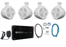 4 Rockville RWB90W 8" Wakeboard Marine Speakers 4 Channel Amplifier Amp Kit