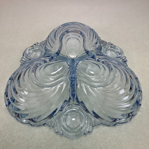 Cambridge Caprice Moonlight Blue Tri-Corner 3 Part Celery Relish Dish - Picture 5 of 6
