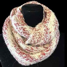 Very Soft Red Cream Infinity Scarf B18