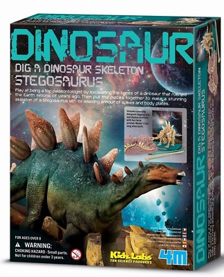 Dig A Stegosaurus Skeleton Toy Kit Excavation Plaster 4m Kidz Labs Model New