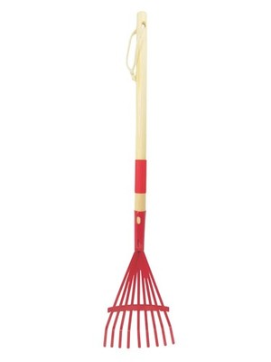 Xifando Small Leaf Rake-Wooden Handle Rake for Little Helper Red 