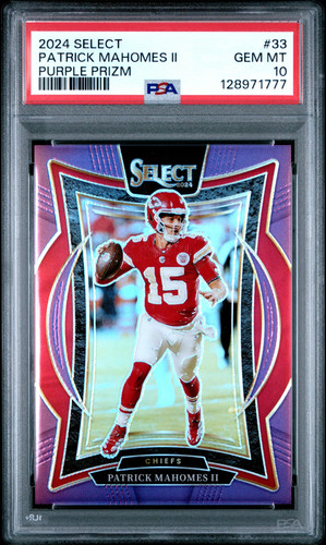 2024 Panini Select Patrick Mahomes II #33 Purple Prizm PSA 10