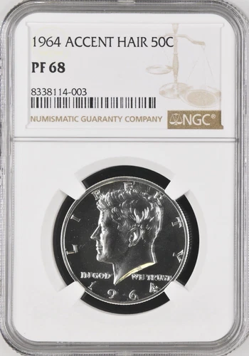 1964 Accented Hair Silver Proof Kennedy Half Dollar 50C NGC PF68 BBC