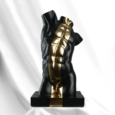 Schwarz Gold männliche Torso Skulptur, handgefertigte klassische...