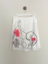 TALBOTS Floral Embroidered A Line Skirt White 100 Cotton Artsy Women s 10 P