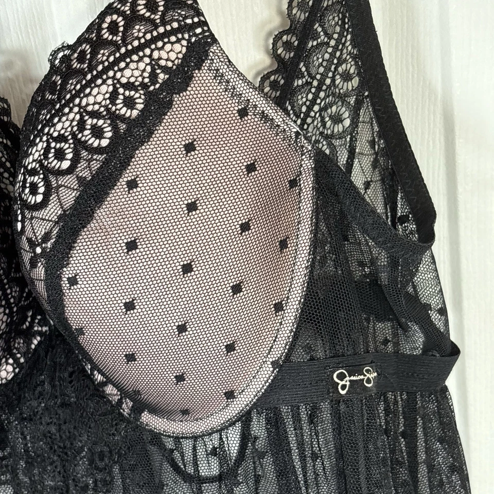 Jessica Simpson Lace Babydoll Top Women’s L Sheer Y2K Lingerie Sleep Tank - Image 3 of 4