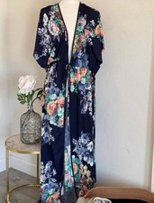 Fashion Nova Navy Floral Cover up with Drawstring Waist – Size L