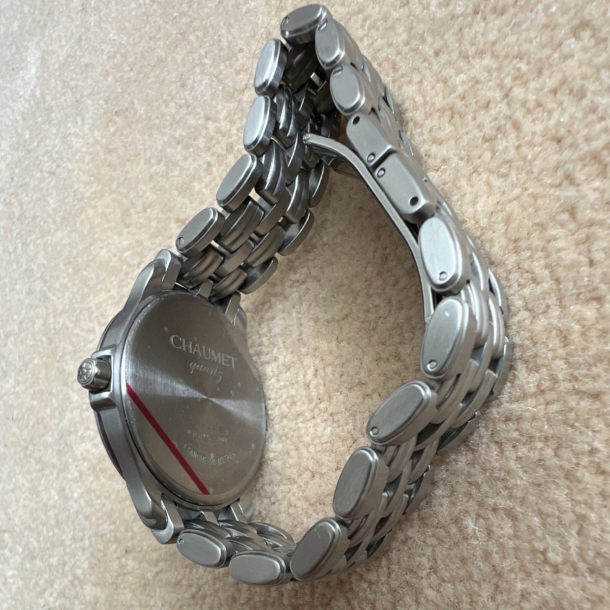 Quartz Steel Stainless Men's Chaumet CHAUMETラー Wristwatch Roman Date Day 本棚・本収納