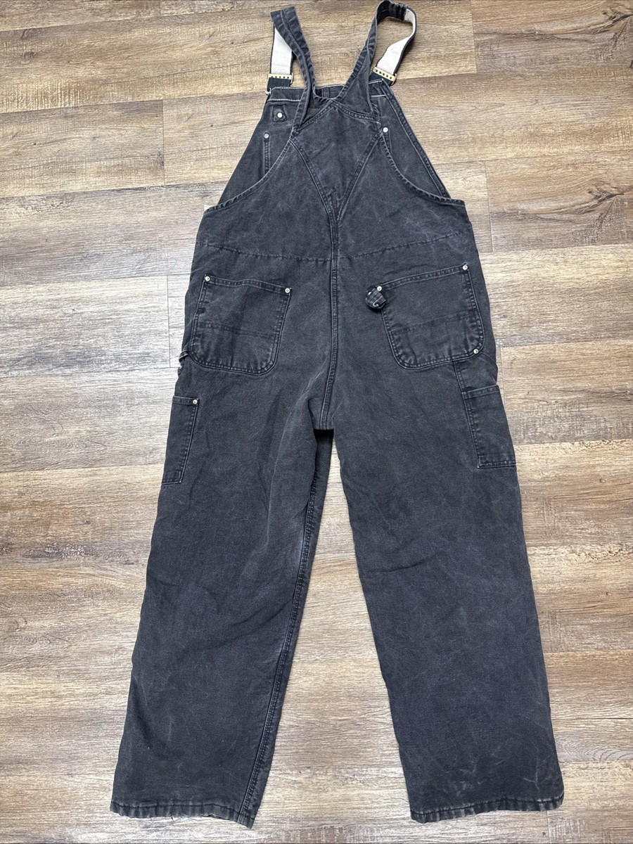 Carhartt Overalls Mens 38x30 Black Duck Bib Carpenter Double Knee