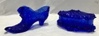 Fenton Cobalt Blue Trinket Vanity Box Container & Shoe Figurine