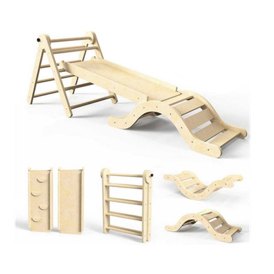 Doowroodni 2-in-1 Wooden Slide & Climbing Set for Kids Ages 1-7