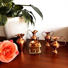 Vintage Copper Dollhouse Decor Kitchen Miniatures - Approx 1 - 3"