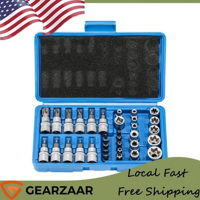Torx Bit Socket 5/16''F Tamper Proof CR-V 3/8'' 3/8''MDrive Handheld Tool 34x Kit