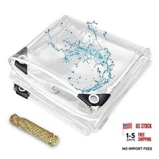 5' x 7' Clear Vinyl Tarp, PVC 14 Mil Tarpaulin, Clear Tarps with Grommets,