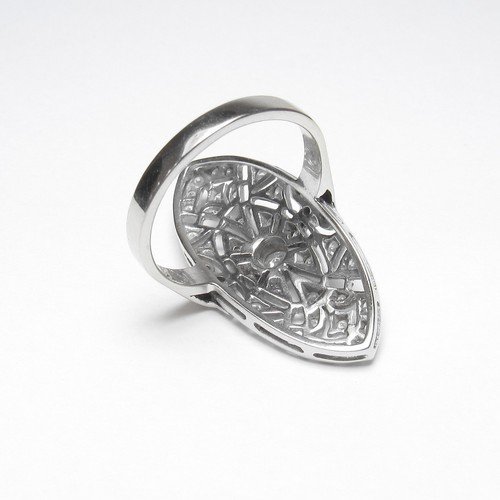 Wide 1940s Vintage 14K White Gold Brilliant Cut Diamond Cluster Ring 0.50 Cts - Picture 3 of 4