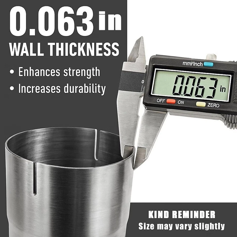 Tubo de escape de 3 pulgadas T304 acero inoxidable 3" OD a ID LStraight tubo 17,3" L Foto 3 de 4