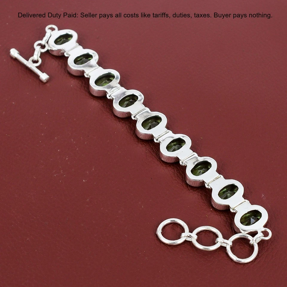 Elegante pulsera joyería cadena plata 925 piedra amatista verde oferta día de la madre Foto 4 de 4