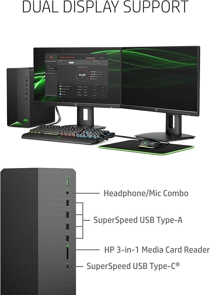 HP Gaming Desktop, NVIDIA GeForce GTX 1650 SUPER, Intel Core i3-10100, with KBM - Image 3 of 4