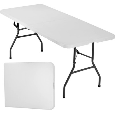 Folding Half Portable Foldable Table for Parties Backyard Events (White, 6 FT...