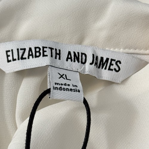 Elizabeth & James Langarm Bluse Elfenbein Gr. XL High Neck Reißverschluss Minimalistisch Neu - Bild 7 von 13