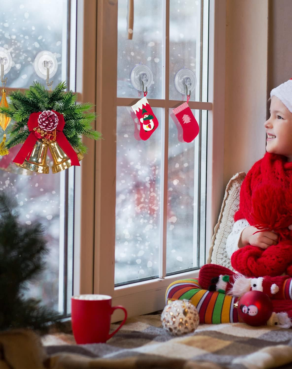 Suction Cup Hooks, Transparent PVC Removable Reusable, for Glass Windows, Mir...