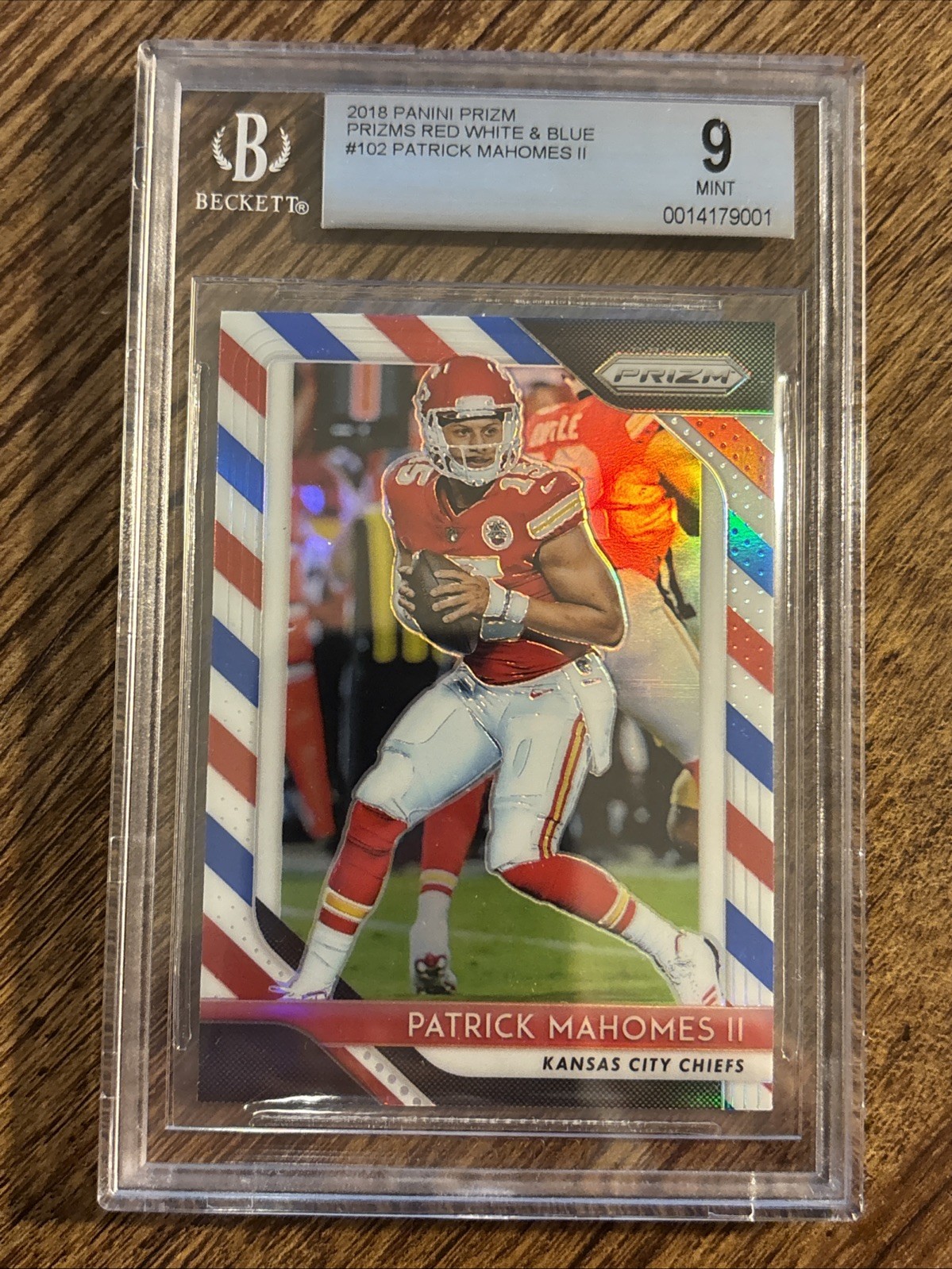2018 Panini Prizm - Patrick Mahomes II #102 Red White & Blue Prizm BGS 9 Mint
