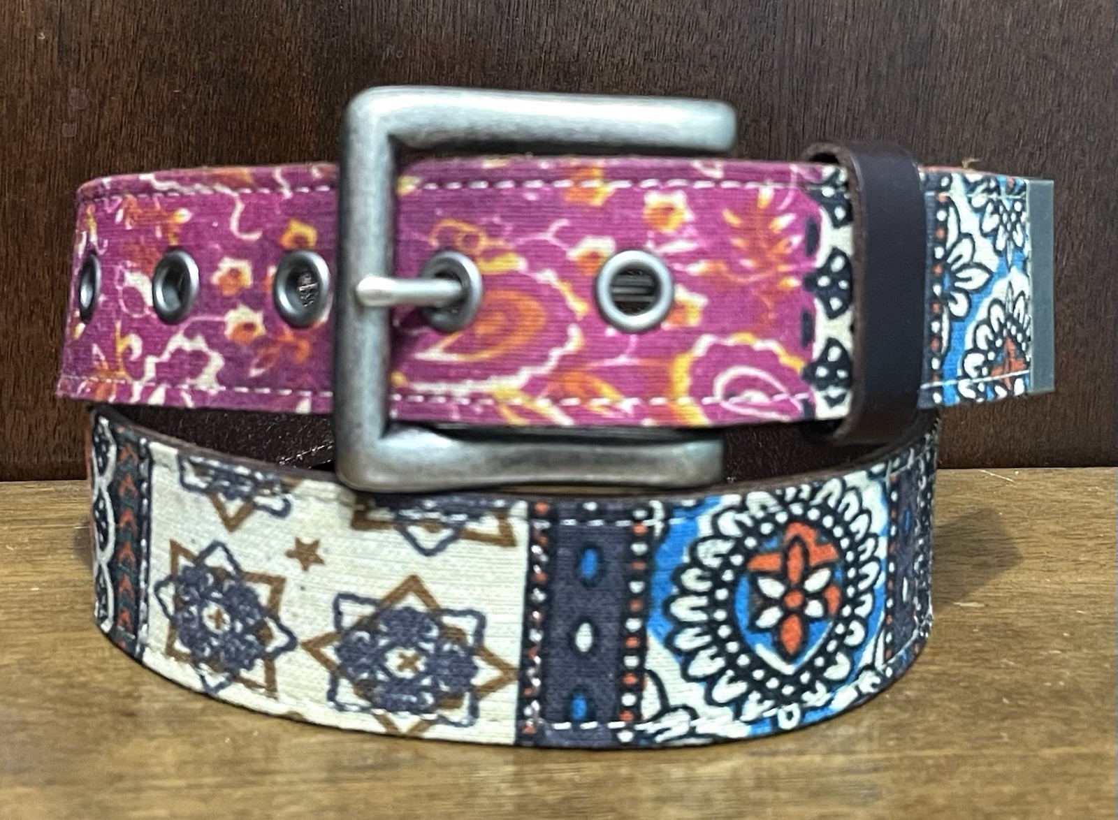 VTG Athleta Leather Lined Patchwork Upper Belt Sz… - image 1