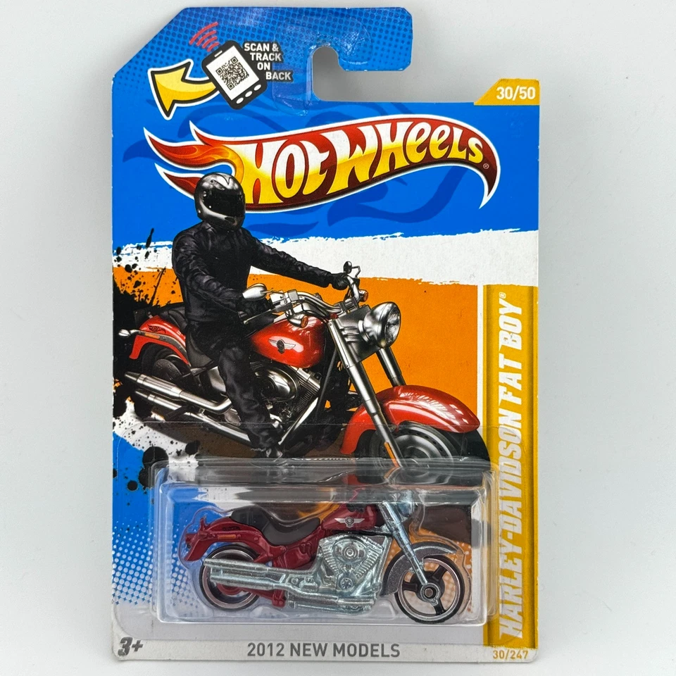 Hot Wheels Harley Davidson Fat Boy Motorcycle Red 2012 New Model #30/247 - Image 2 of 4
